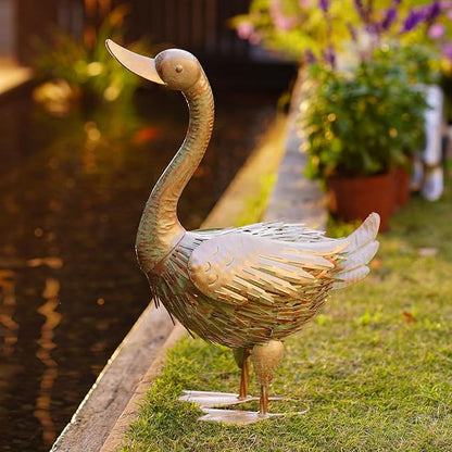 Garden Large Metal Goose Statue - 19 Inch Animal Decor for Outdoor Outside Lawn : Garden Gifts for Mom
