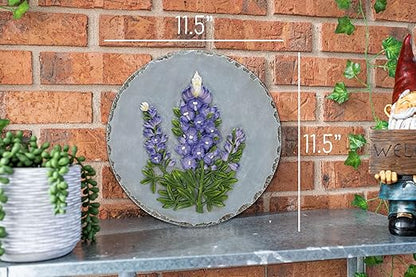 Magnolia Garden 12-Inch Sculpted Bluebonnet Decorative Stepping Stone – 3D Wildflower Resin Garden Walkway Tile – Vibrant Purple & Blue Floral Outdoor Accent