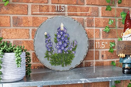 Magnolia Garden 12-Inch Sculpted Bluebonnet Decorative Stepping Stone – 3D Wildflower Resin Garden Walkway Tile – Vibrant Purple & Blue Floral Outdoor Accent