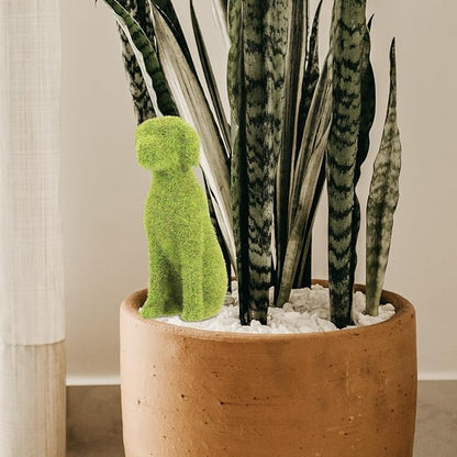 GANAZONO Dog Topiary Figurines Outdoor Ornament Dog Garden Statue Faux Green Covered Stones Faux Moss Animals Flocking Animal Green Decorations Landscape Flocked Decor Statuette Puppy Resin