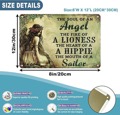 Vintage Hippie Metal Sign Funny Wall Art for Home Bar Cafe Garage Interior Decoration 8x12 inch