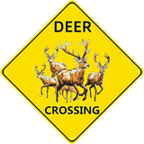 Deer Crossing Sign, 2-Pack 12"X12" Metal Wall Decor, Rustic Style, Yellow, Easy to Install, Durable