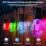 Outdoor String Lights,400FT Smart RGB+IC Patio Lights with Shatterproof LED Bulbs ,Outside Light Dimmable Patio for Decor DIY IP67 Waterproof ,Courtyard, garden,Holiday,LED lights more Scene Modes