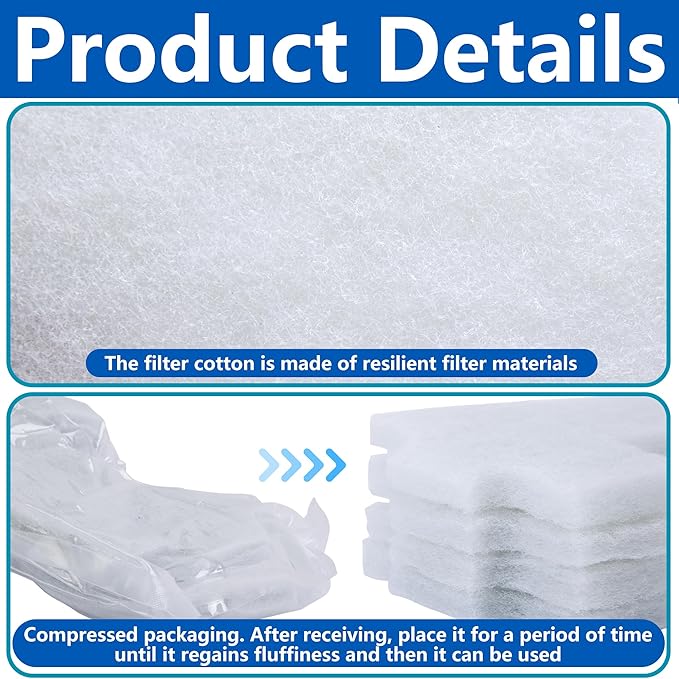 Adnee 4 Pcs Pond Waterfall Spillway Filter Pad, 8 Inch Pre-Cut Waterfall Box Filter Pad, Reusable Pond Filter Replacement Mat to Maintain Water Quality,Only Filter Pads