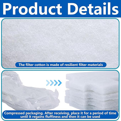 Adnee 4 Pcs Pond Waterfall Spillway Filter Pad, 8 Inch Pre-Cut Waterfall Box Filter Pad, Reusable Pond Filter Replacement Mat to Maintain Water Quality,Only Filter Pads