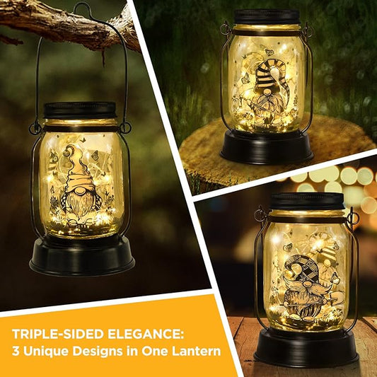 Gnome Gifts for Women/Men Gnome Lovers Solar Lantern Mom Birthday, Mothers Day, Christmas Gifts, Dwarf Solar Funny Garden Decoration Outside for Yard, Patio,Backyard,Porch, Torches
