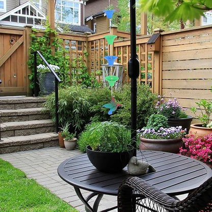NUOBESTY Decorative Flower Basket Rain Chain for Downspouts, 8pcs Hanging Outdoor Garden Rain Chains, Window Beads for Balcony and Courtyard Water Drainage