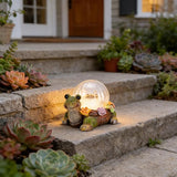 Mini Solar Turtle Statue Lights for Garden Decor with LED Outdoor Figurine Lighting Resin Succulent Tortoise Decorations for Patio Lawn Yard Home Valentine Mom Wowen Gifts