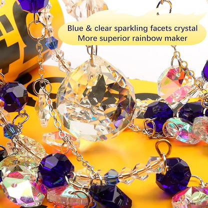 Geili Crystal Suncatchers for Windows Hanging,Spiral Crystal Sun Catchers Indoor Window,Boho Hanging Crystals for Decoration,Healing Wind Chimes Suncatcher Rainbow Maker for Outsid(Blue)