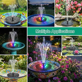 Solar Fountain for Bird Bath with Lights, Solar Bird Bath Fountains with 7 Nozzles, Outdoor Solars Water Fountain Pump for Birds Baths, Garden, Pool, Pond