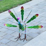 Outdoor Bottle Tree with Peacock Metal Stake for Outdoor Colorful Garden Decorative Bottle Holder & Outdoor