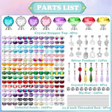 UFU 238Pcs DIY Fairy Wand Beaded Garden Stakes Kit, Decorative Garden Stakes with Colorful Crystal Pendants, Outdoor Fairy Garden Accessories, Beadable Items for Decor, Gifts & Craft (12 in)