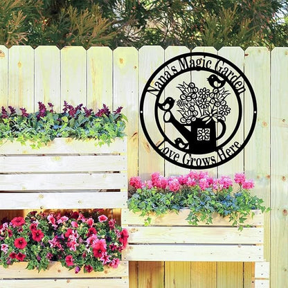 Custom Garden Sign Art,Personalized Garden Wall Art Decor,Custom Metal Flowers Shop,Birds Metal Sign for Home Wall Hanging Outdoor Decorate Gifts