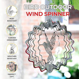 Metal Hummingbird Garden Wind Spinner, 11" Kinetic Hanging Art Sculpture, Tree Patio, Garden Decor Yard Art, Unique Gifts