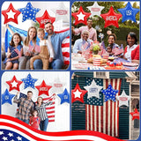18 Pcs 12 Inch 4th of July Inflatables Outdoor Decorations 250th Anniversary Patriotic Star Ornaments Blow up PVC Inflatable Star Hanging Ornaments for American Veterans Party Festival