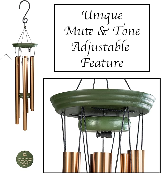 Memorial Wind Chime for Loss of Pet, 31" Wooden Sympathy Wind Chime for Outside, in Memory Bereavement Condolences Remembrance Sympathy Gift for Funeral, Sentimental Memorial Gift for Family