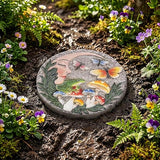 Garden Stepping Stones Outdoor, 9.8" Resin Frog Stepping Stone with Moon Butterfly Mushroom, Spring Decorative Round Walkway Gardening Gifts Home Decor for Outside Yard Pathway Patio Lawn