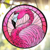 Flamingo Stained Glass Window Hanging 7.87inch Bird Light Sun Catcher Gifts for Women Wall Decor Handmade Flamingo SunCatcher Decoration for Garden Home Decor