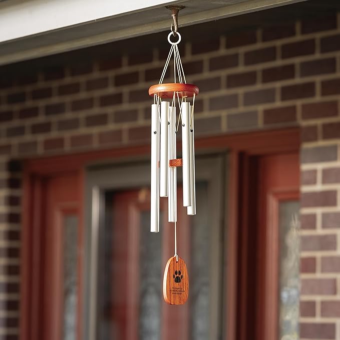 Woodstock Wind Chimes 20" Pet Sympathy Memorial Wind Chime Paw Print Wind Catcher for Loss of Dog, Windchime Dog Remembrance Tribute to a Beloved Pet and Best Friend for Outside Memorials