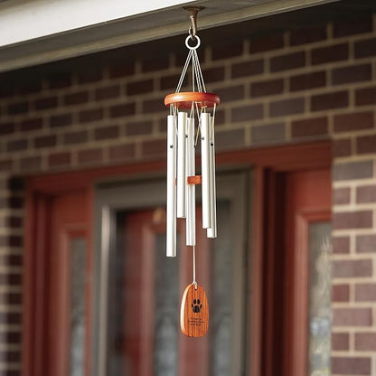 Woodstock Wind Chimes 20" Pet Sympathy Memorial Wind Chime Paw Print Wind Catcher for Loss of Dog, Windchime Dog Remembrance Tribute to a Beloved Pet and Best Friend for Outside Memorials