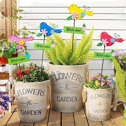 5Pack Metal Bird Decorative Garden Stakes,15.9 Inch Metal Garden Decor for Outside for Spring Decor, Shaking Head Yard Art Garden Decorations for Outdoor Lawn Pathway Patio