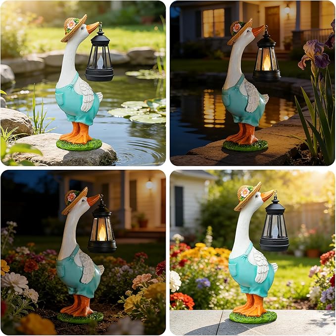 Solar Garden Outdoor Statues Goose, Goose Outdoor Lawn and Garden Statue, Lawn Decor Statue for Patio, Balcony, Yard Ornament - Gifts for Mom Grandma Women