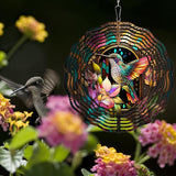 Hummingbird Wind Spinner,3D Hummingbird Spinners Gorgeous Outdoor Garden Decoration 10Inch 3D Steel Wind Spinner Outdoor Easy to Use Wind Sculptures Ideal Gift