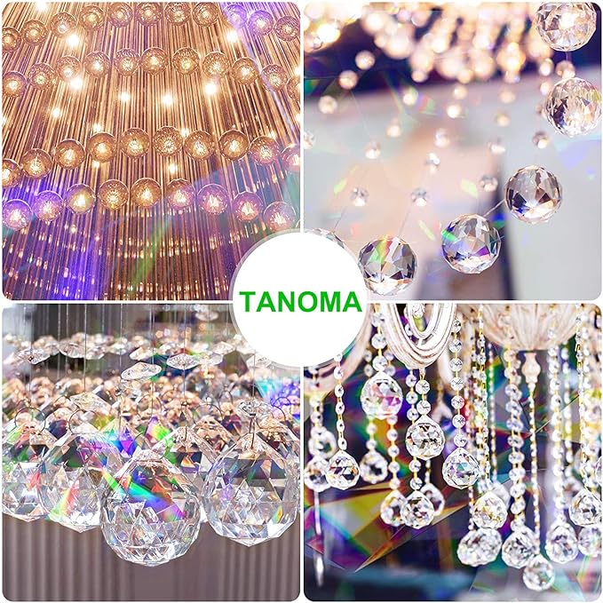 12 PCS Clear Crystal Glass Prism Suncatcher, Christmas Balls Ornaments, Rainbow Pendants Maker, Hanging Crystals Prisms for Windows, Xmas Tree Decorations for Home Decor