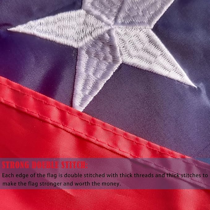 Bunting Flags Outdoor 2x4 Embroidery - Sturdy July 4th Decor Thick and Well Sewn - American Flag Bunting Heavy Duty Polyester Super Durable 2 Row Stitched Edge Canvas Head with 3 Brass Grommets