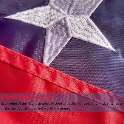 Bunting Flags Outdoor 2x4 Embroidery - Sturdy July 4th Decor Thick and Well Sewn - American Flag Bunting Heavy Duty Polyester Super Durable 2 Row Stitched Edge Canvas Head with 3 Brass Grommets