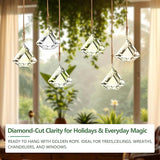 Set of 6 Crystal Glass Diamond Haingings Clear Glass Prisms Ornament Hanging Crystals Decoration for Party, Wedding, Valentines