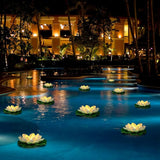 12PCS Waterproof Floating Lotus Light, 5 Inch Floating Lily Flower Water Activated Artificial Flowers Battery Operated Warm White Light for Wedding Pool Anniversary Garden Decor