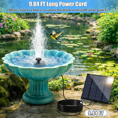 Yeomi Solar Pump for Fountain, 1.8W Outdoor Solar Water Pump with Separate Solar Panel & 9.84Ft Cable, Built-in Filter, Solar Water Fountain for Garden Patio Pond Decoration