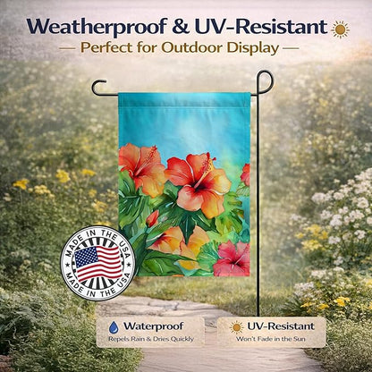 Caroline's Treasures Hawaii Hawaiian Hibiscus in Watercolor Garden Flag Mailbox Flag Decorative Yard Flag Banner Outside Patio Artwork Yard Flower Beds, Garden Size, Multicolor