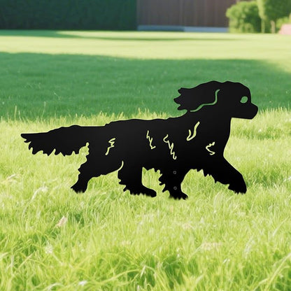 Running Cavalier King Charles Spaniel Garden Statue - Rustproof Metal Outdoor Decor Garden Stake | Dog Topiary Art & King Charles Cavalier Gifts for Pet Lovers