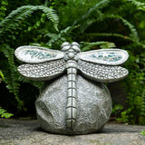 Rezpuao Garden Statue Dragonfly,Solar Dragonfly Decor for Outdoor,Resin Dragonflies Figurine with Solar Light for Patio,Balcony,Yard,Lawn Ornament,Perfect Garden Gift