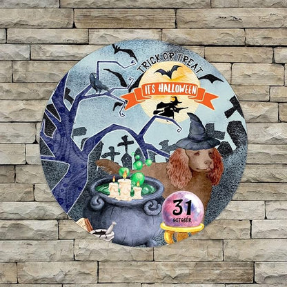 Retro Metal Sign 12"x12",Happy Halloween Scary Night Grave Witch Bats Trick Or Treat Dog Aluminum Tin Metal Sign for Home Living Room Bedroom Garden Farm Patio Decor Wall Art Poster