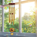 Personalized Memorial Sunflower Wind Chimes for Outside, Custom Crystal Memory Suncatcher Ornament, Sympathy Gift for Loss of Mother Father, in Loving Memory Windchimes, Mother's Day Garden Décor