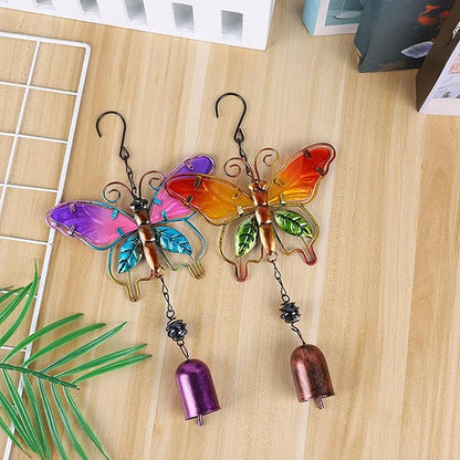 Butterfly Wind Chimes, Colorful Wind Chimes for Outside Creative Painted Metal Wind Chime Decorative Wind Chime for Outdoor Patio Corridors Inside Home Decor Living Room (Purple - Short)