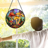 DASTOLL Stained Glass Window Hanging, Jungle Mushrooms Sun Catchers Diamond Glass Panel Hangings Plant Suncatcher Decor for Birthday for Women,Men, Wife, Aunt,and Mom 6.3X6.3 in