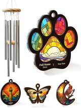 Personalized Pet Memorial Suncatcher Wind Chimes for Remembrance, 17 Inches, Pet - Add Custom Text - Metal Tubes and Suncatcher
