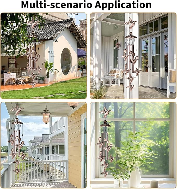 Hummingbird Wind Chimes for Outside,Metal Windchimes,Hummingbird Easter Gifts for Women/Men,Wind Chime Garden Decor Outdoor,Memorial/Housewarming/Birthday/Festival Gifts,Front Yard Decor