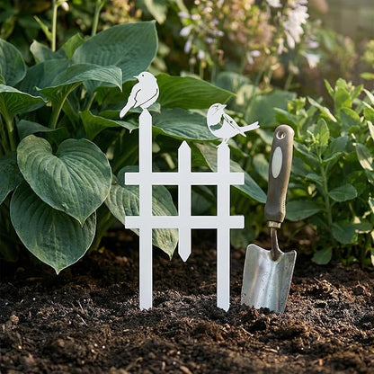 3 Pcs Small Garden Fence with 6 Pieces Birds Decoration, Metal Birds Yard Decor, Insert Lawn Picket Fence Garden Borders Decorative for Landscape Path Flowerbeds Plant Yard, Fence Decorations Outdoor