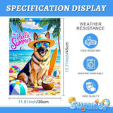 HOMETITUTE Hello Summer Beach Garden Flag German Shepherd Dog Tropical Beach Flag 12x18 Inch Double Sided Yard Small Summer Flag For Outside Holiday Seasonal Outdoor