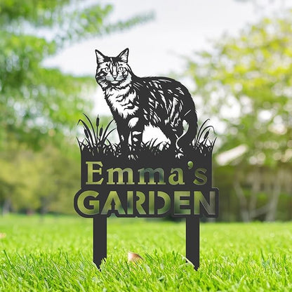 Personalized Cute Cat Kitten Metal Garden Sign,Custom Yard Sign With Stake,Outdoor Garden Décor,Pet Cat Lawn Garden Decorated Statue,Cat Sympathy Yard Metal Sign,Cat Lover Gifts Kailyard Plaque.
