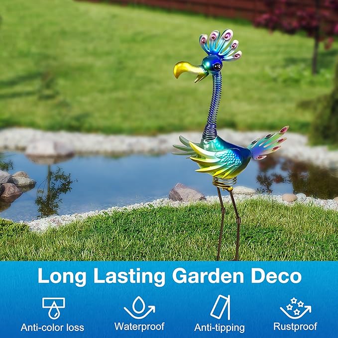 Vibrant Metal Flamingo Decor - Large Metal Yard Art - Outdoor Decoration Garden Statues - Standing Pink Flamingo for Yard, Elegant Flamingos Garden Sculpture & Gift for Women