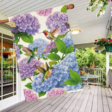 Baccessor Spring Summer Hydrangea House Flag 28 x 40 Inch Double Sided Burlap Flower Green Leaf Farmhouse Large Yard Flag Summer Holiday Seasonal Outdoor Outside Decoration