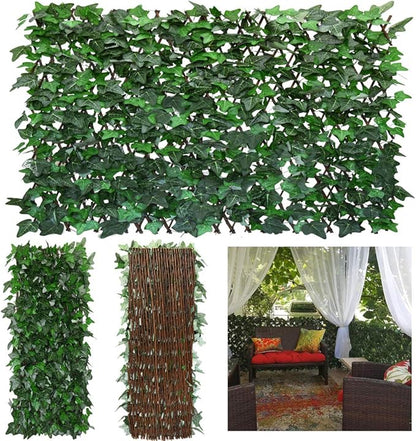 Expandable Fence Privacy Screen for Balcony Patio Outdoor,Decorative Faux Ivy Fencing Panel,Artificial Hedges (Single Sided Leaves)