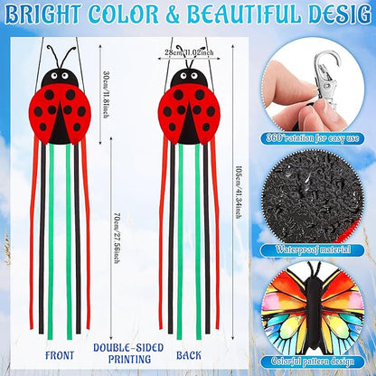 Soulchen Ladybug Windsock for Outside Heavy Duty Wind Socks Spring Summer Durable Outdoor Hanging Flag Wind Decoration for Yard Garden Patio Boat Home Decoration