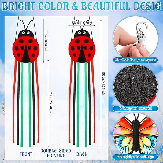 Soulchen Ladybug Windsock for Outside Heavy Duty Wind Socks Spring Summer Durable Outdoor Hanging Flag Wind Decoration for Yard Garden Patio Boat Home Decoration